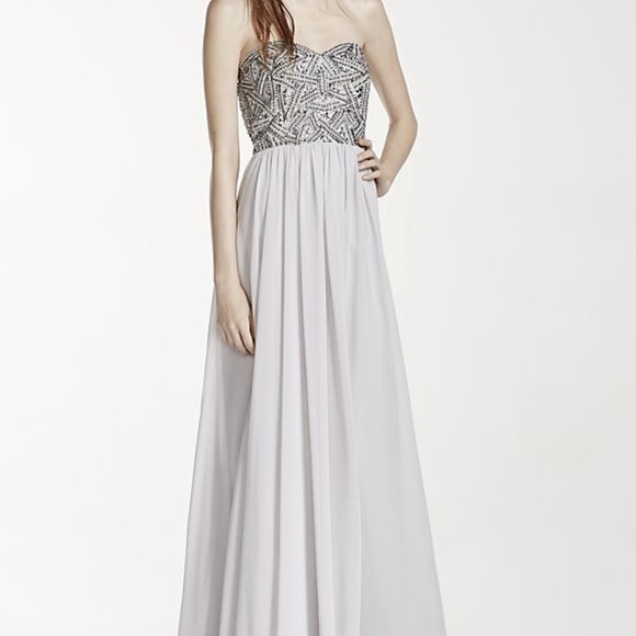 Strapless Geometric Beaded Prom Dress - Picture 1 of 4